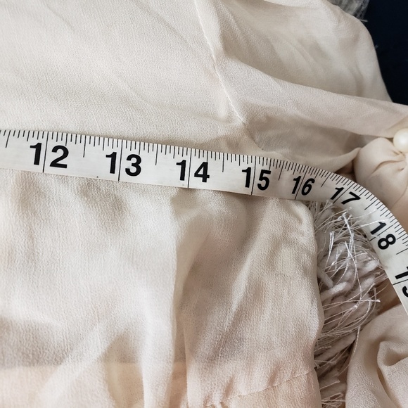 Clhoe Semi Sheer Blouse Ivory Beaded Neckline E15 - Picture 7 of 8